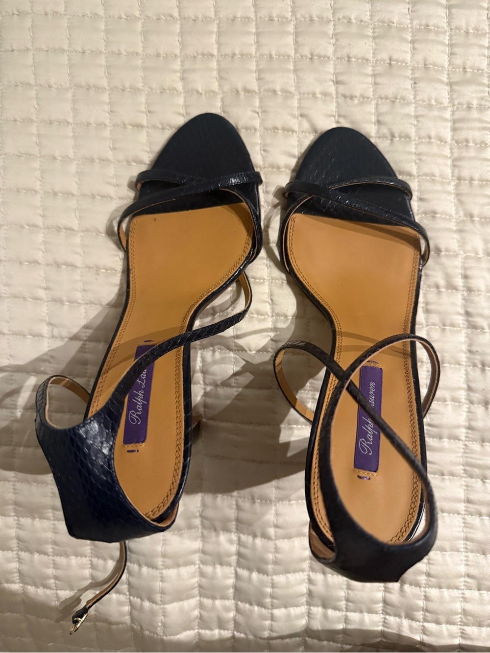 Women's Navy Strappy Block Heel Sandals